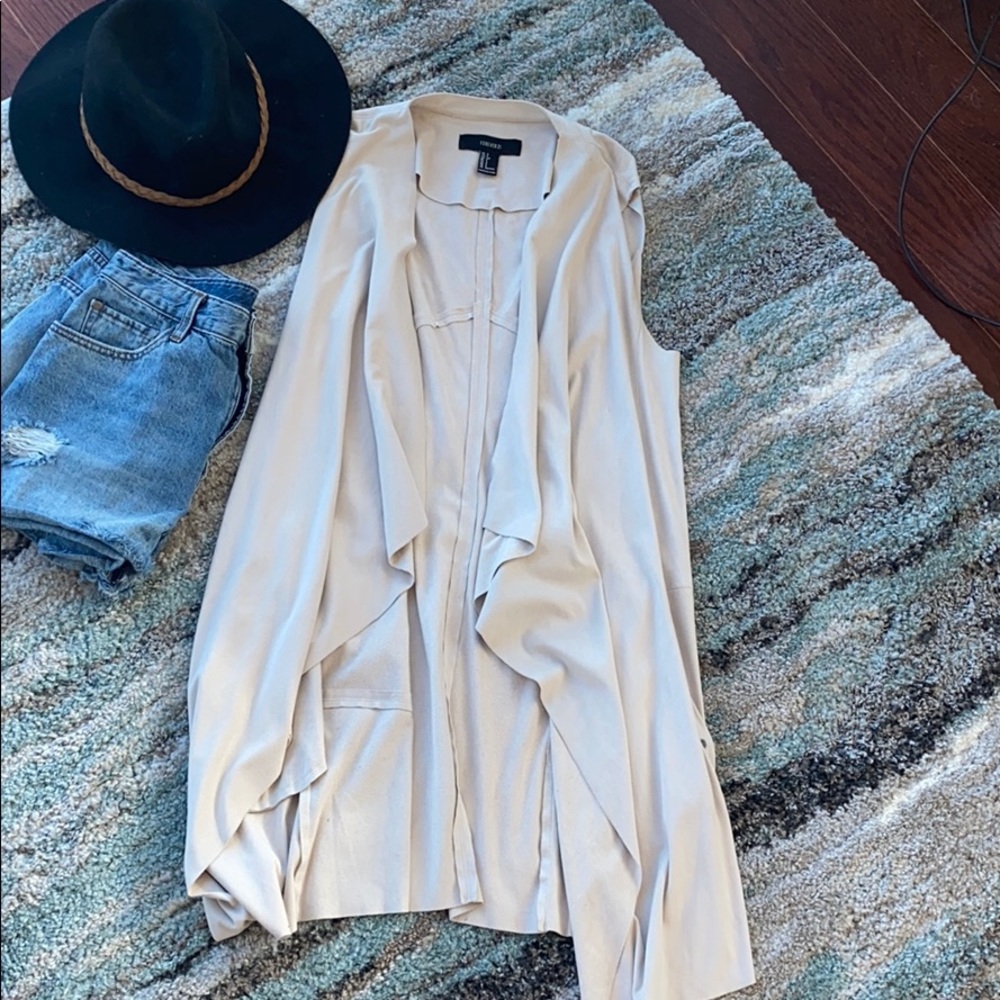 F21 Off White Suede Vest